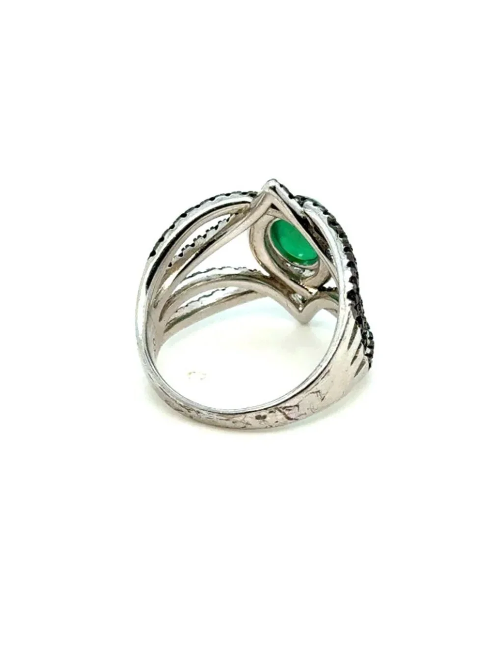 Silver‎ Opal Like Spider Looking Black Stones Ring